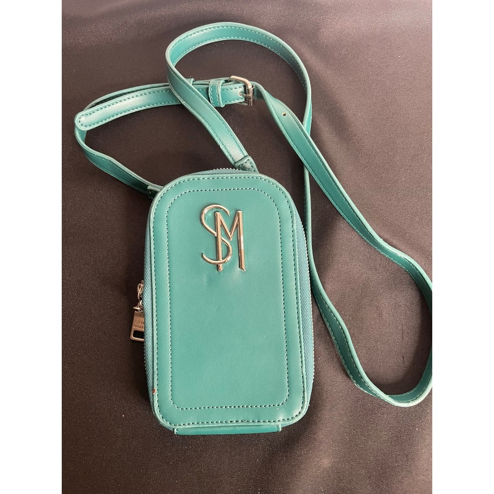 Steve Madden Teal Blue Vegan Leather‎ Crossbody Phone Bag Wallet SM Logo